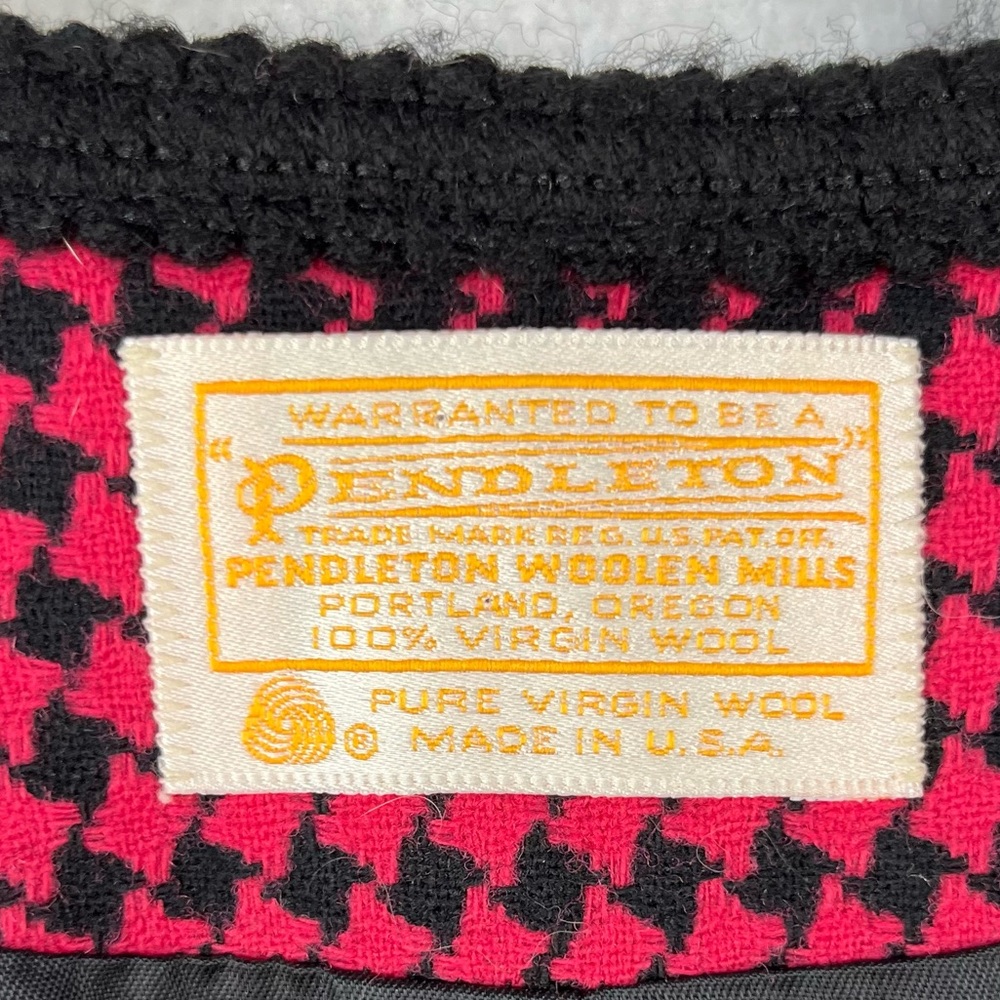 Pendleton Vintage Wool Pink Black Houndstooth Bus… - image 6